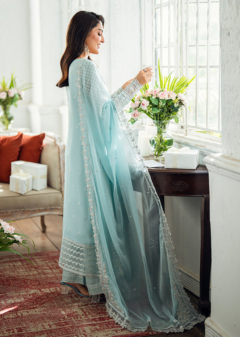 Azure Glow – Effortless Elegance Grace meets sophistication in Azure Glow, a stunning ice blue ensemble crafted from premium chiffon. Shop Now