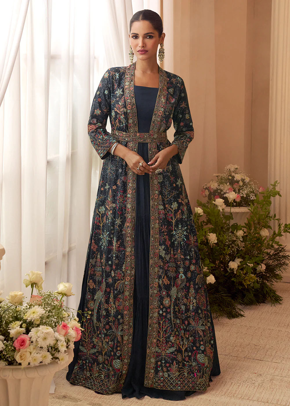 Blue Trendy Jacket Style Wedding Look Anarkali Suit